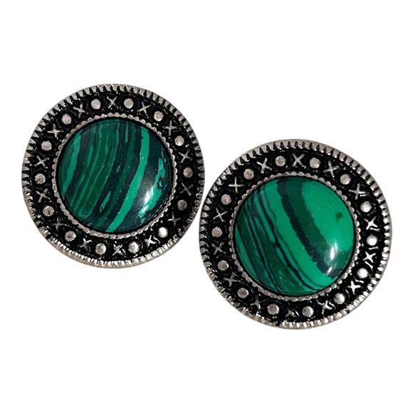 New Boutique Earrings Semi Precious Green Stone Premier Chic 13F - Picture 2 of 3